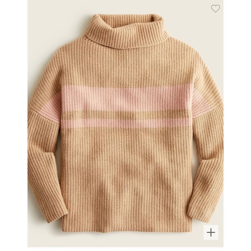 NWT J. Crew Cashmere relaxed turtleneck sweater in stripe